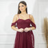 Vestido Franzido Ombro a Ombro VESTIDO DE FESTA PETRA FINA MARSALA P